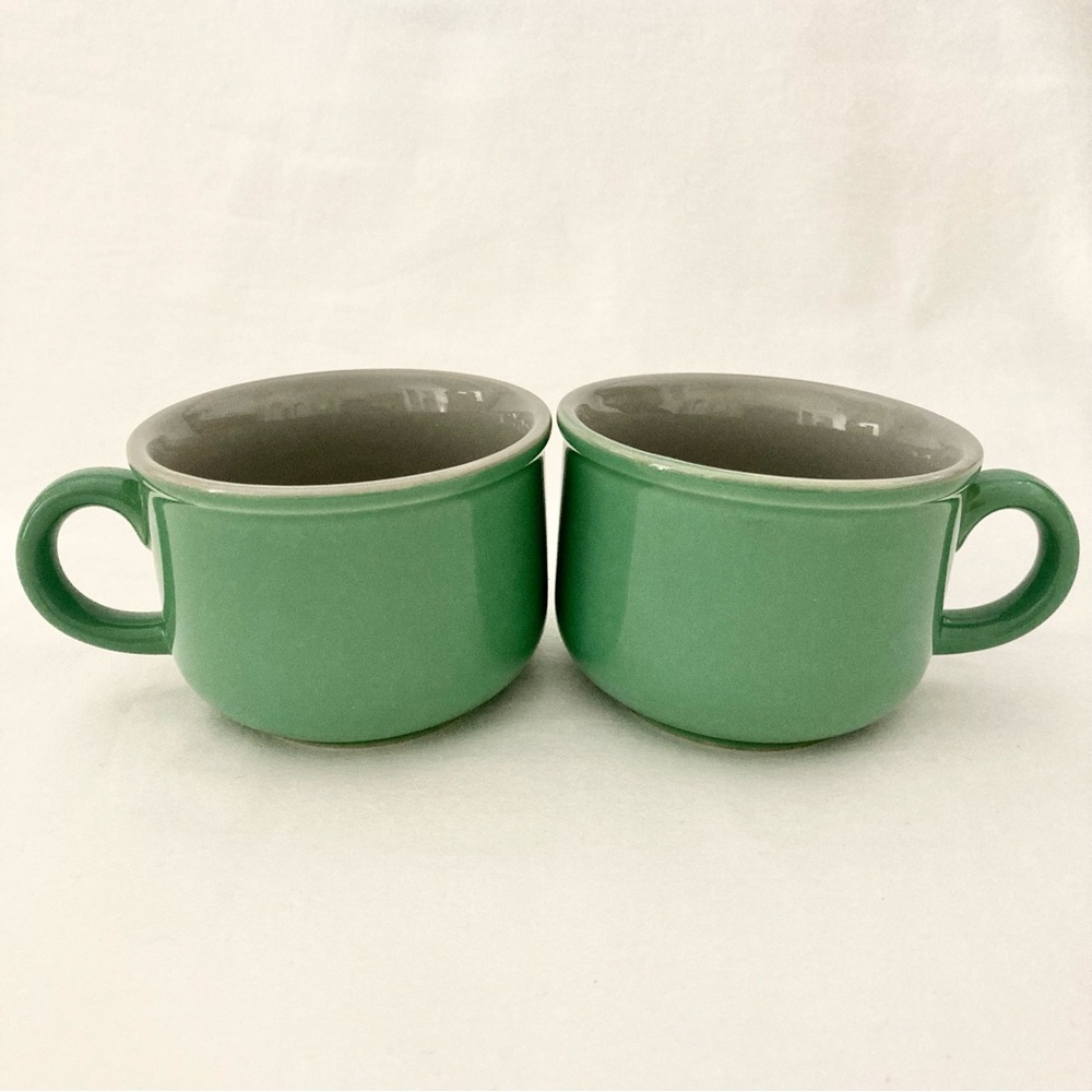 Vtg Mini Green Ceramic Mug Set